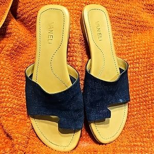 VANELI TALLIS SLIDE SANDAL 8.5 IN DENIM BLUE‎ SHIMMER PRINT